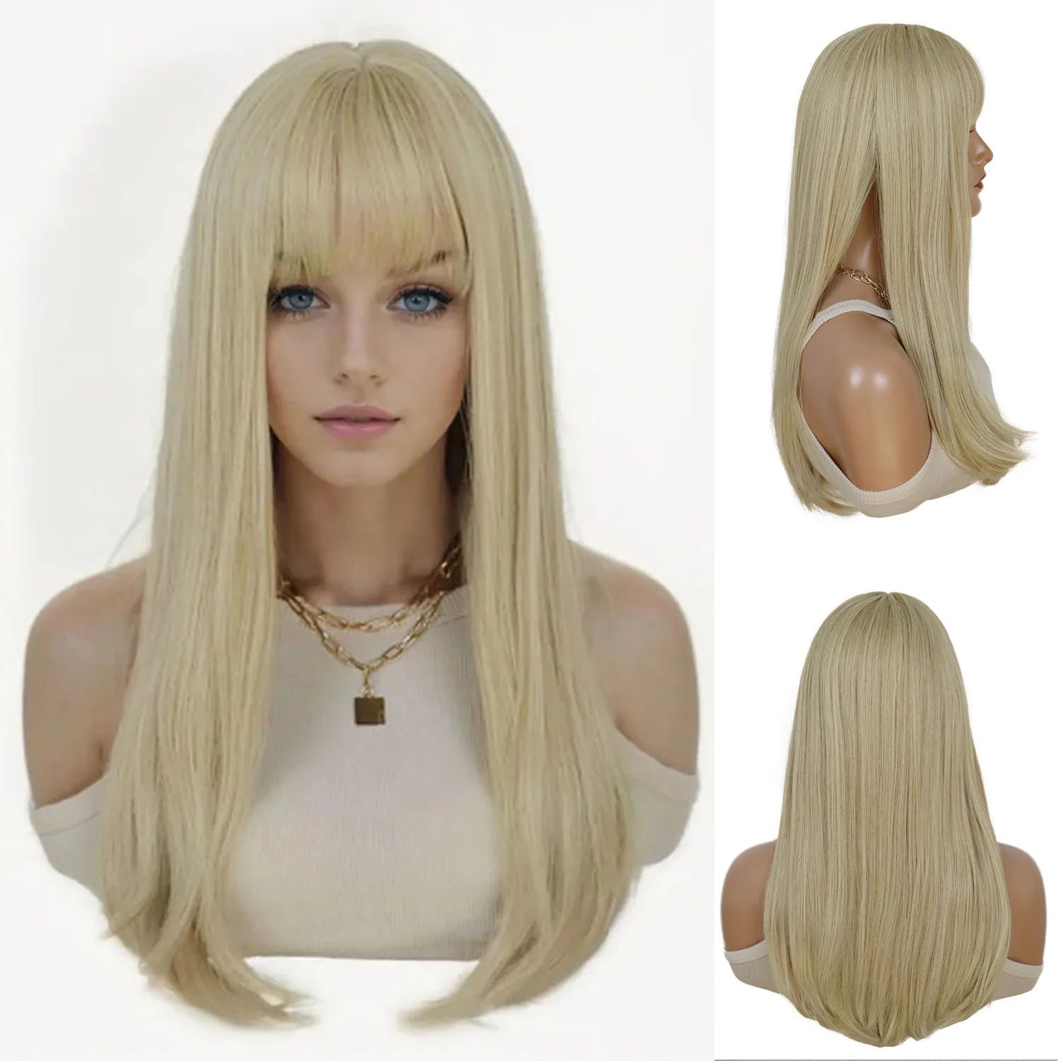 Long Blonde Wigs for Women Synthetic Hair Silky