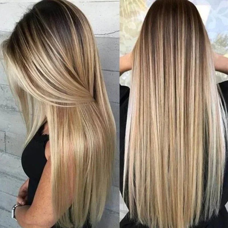 72cm Natural Women Long Straight Wig with Hair