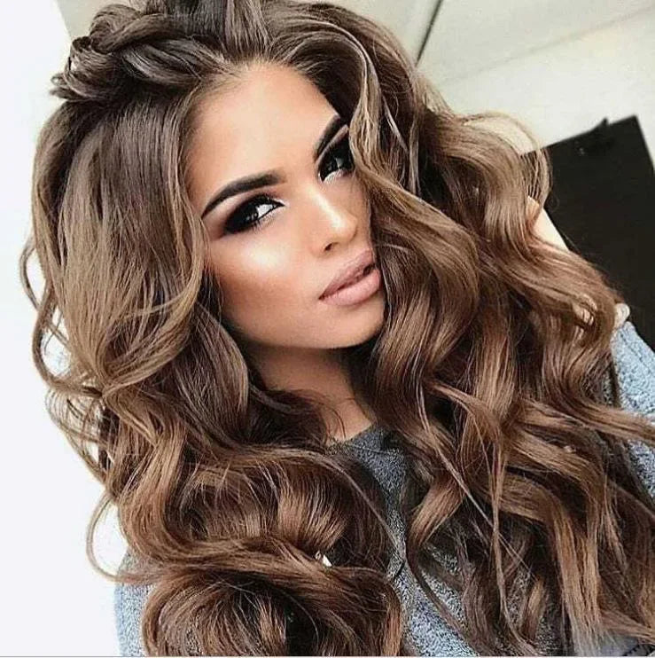 24" Natural Full Wigs Hair Long Wavy Synthetice