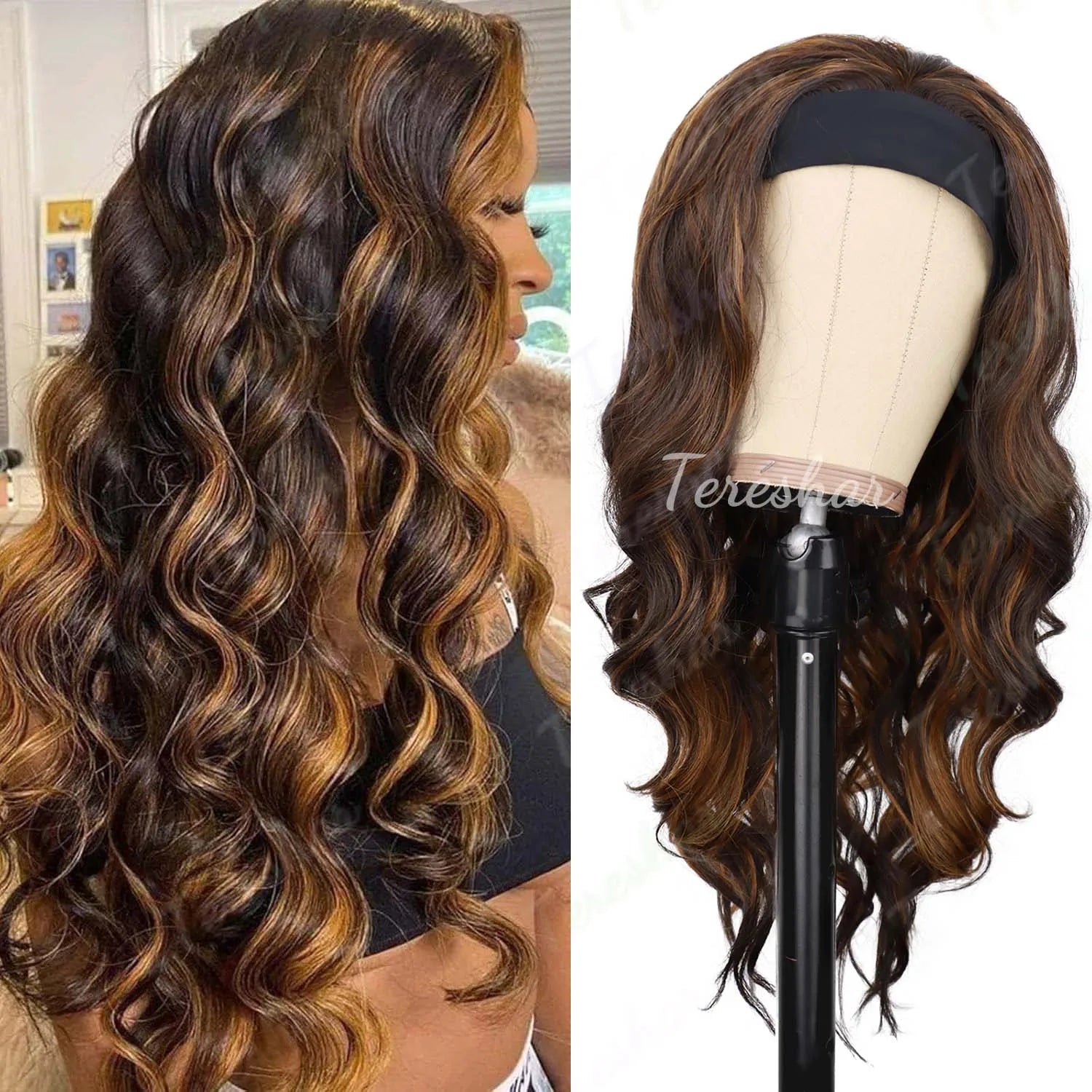 Synthetic Long Wavy Headband Wig for Women