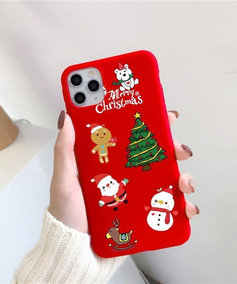 Christmas red cartoon frosted painted phone case