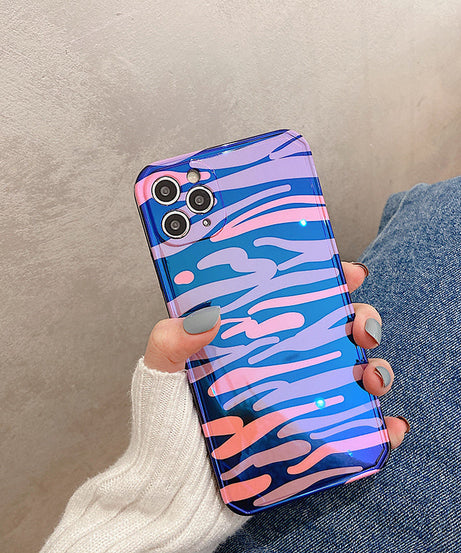 Compatible with Apple , Blue Edge Leopard Print Zebra Print Phone Case