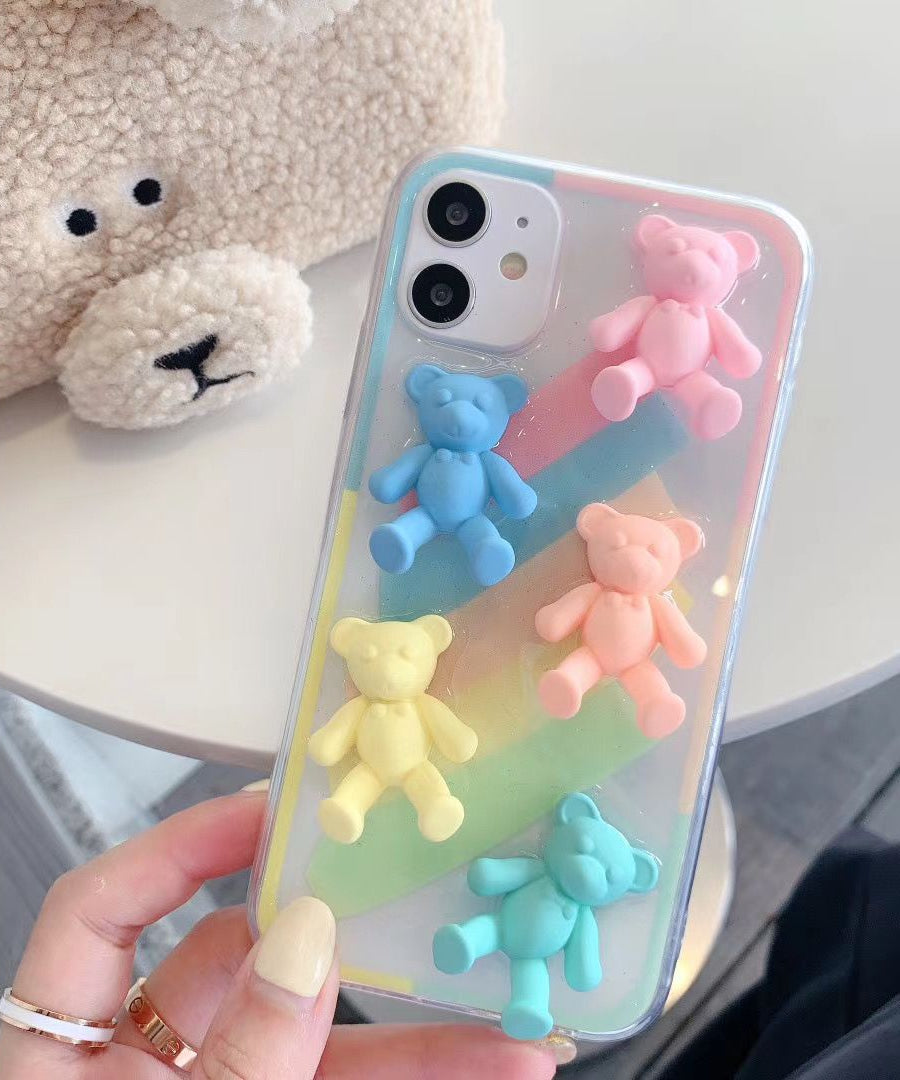 Compatible with Apple , Macaron color bear phone case