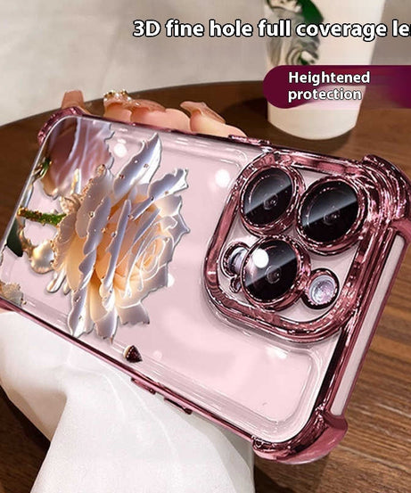 Applicable To 16 Mobile Phone Flower Rose Transparent Drop-resistant Phone Case