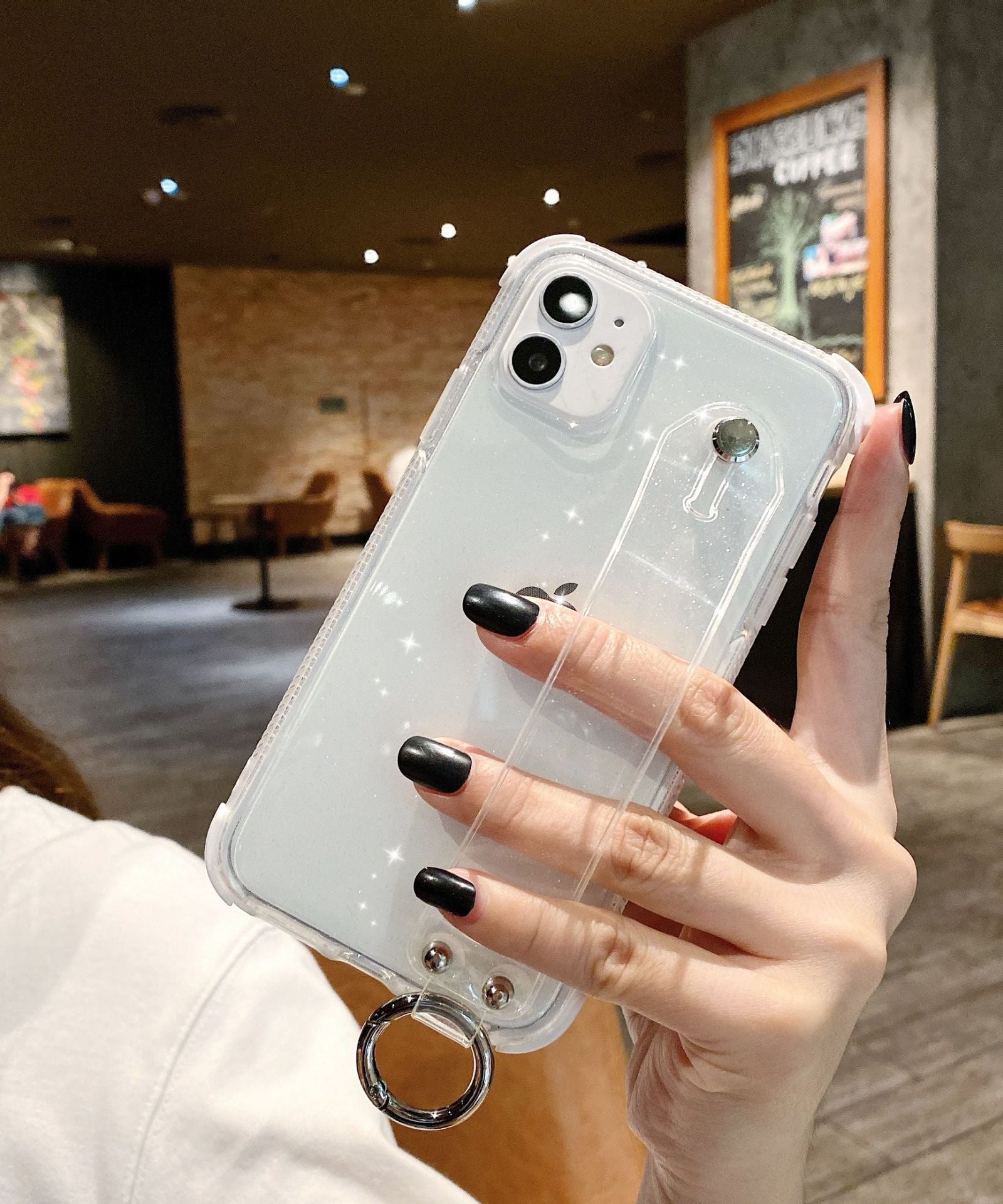 Compatible with Apple , Transparent flash powder anti falling mobile phone case