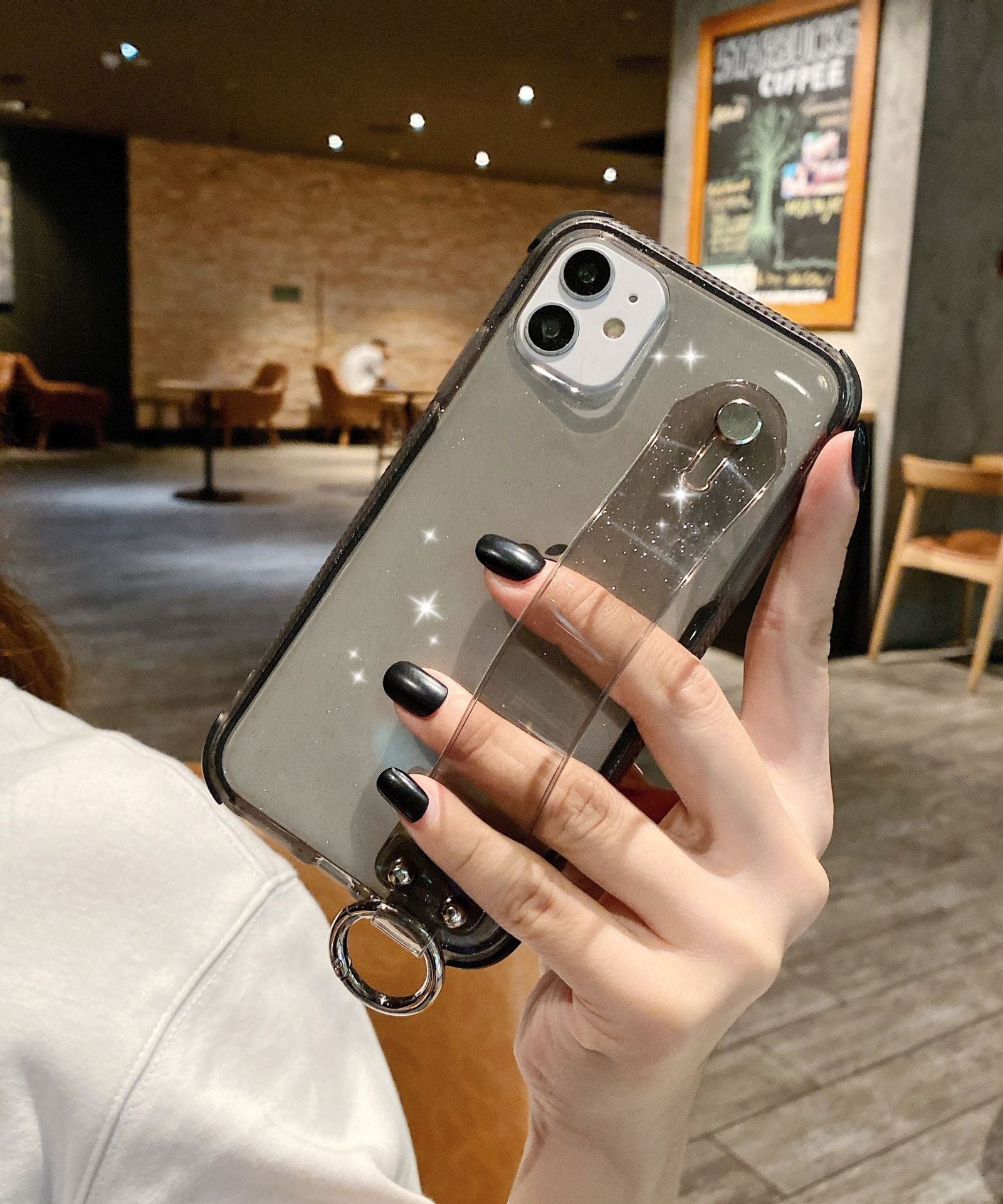 Compatible with Apple , Transparent flash powder anti falling mobile phone case