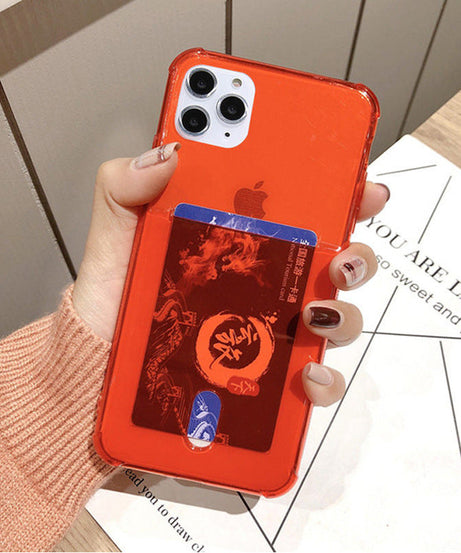 Compatible with Apple , Transparent card holder phone case