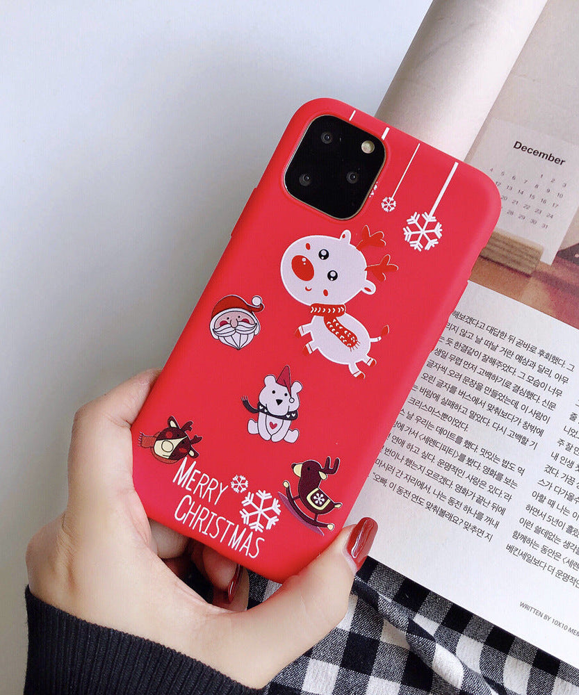 Christmas red cartoon frosted painted phone case