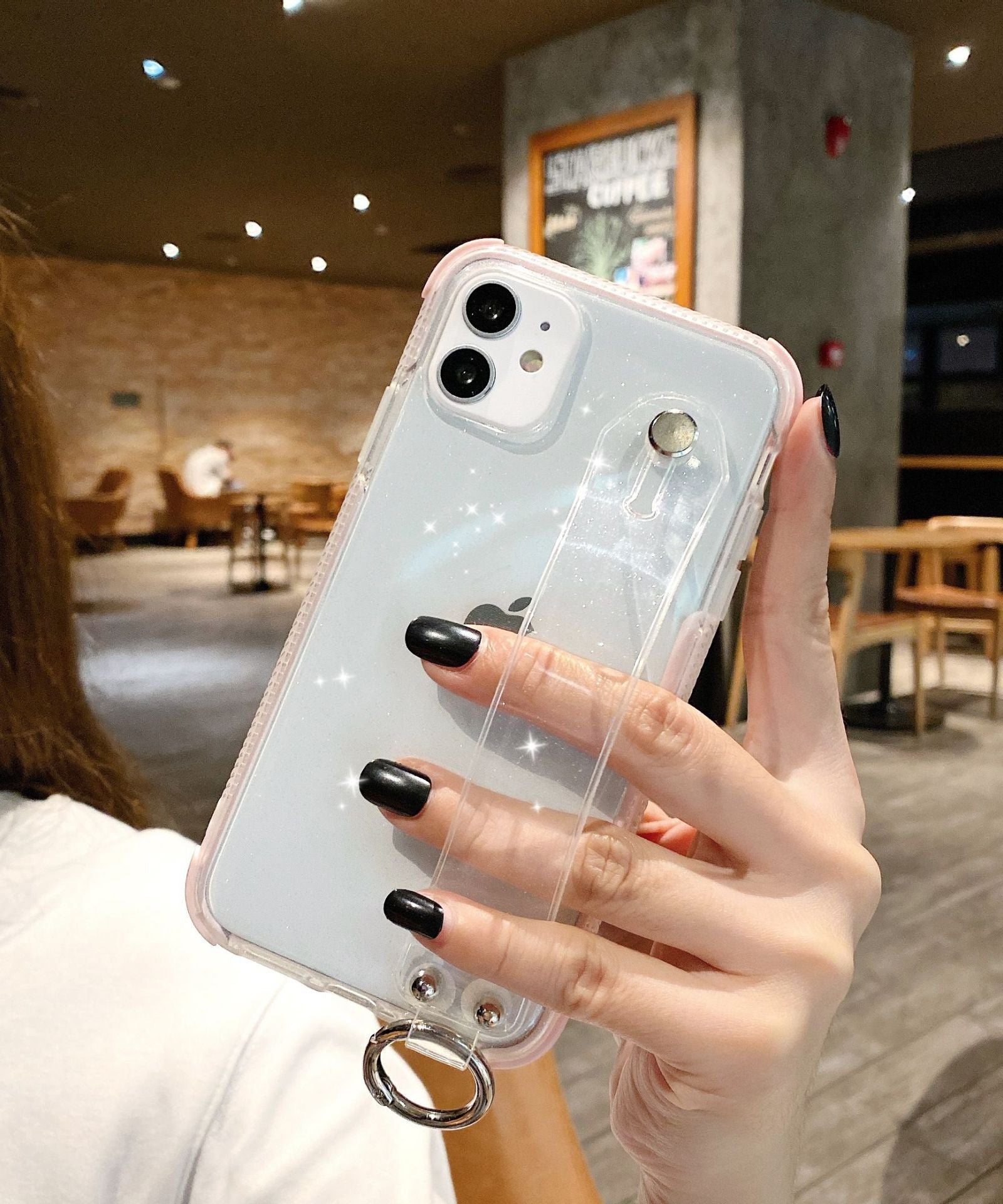 Compatible with Apple , Transparent flash powder anti falling mobile phone case