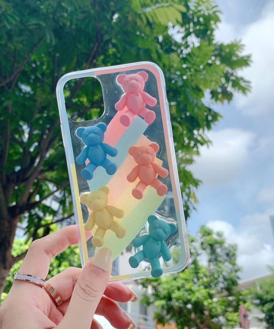 Compatible with Apple , Macaron color bear phone case