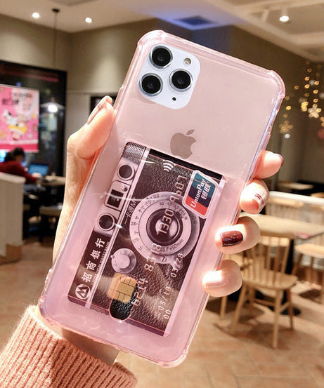 Compatible with Apple , Transparent card holder phone case