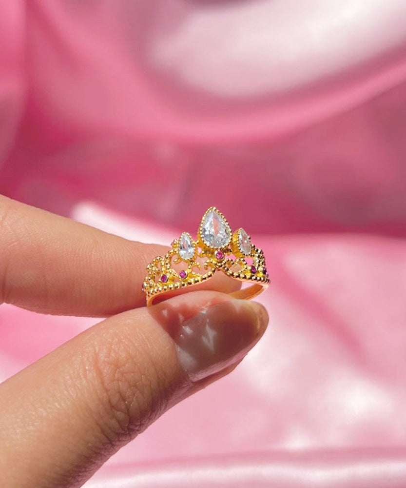 European And American Fashion Rhinestone Zircon Crown Ring