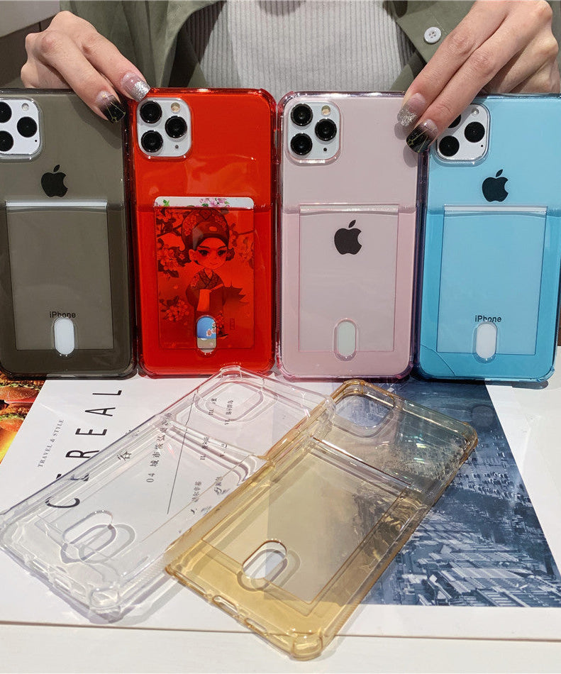 Compatible with Apple , Transparent card holder phone case