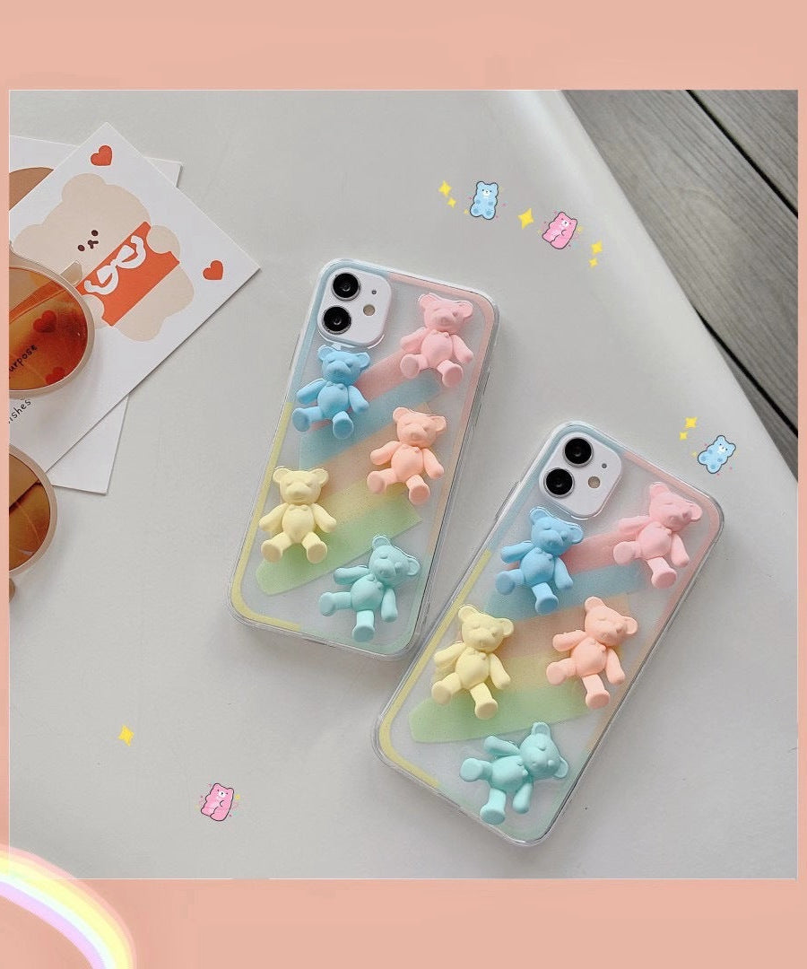 Compatible with Apple , Macaron color bear phone case