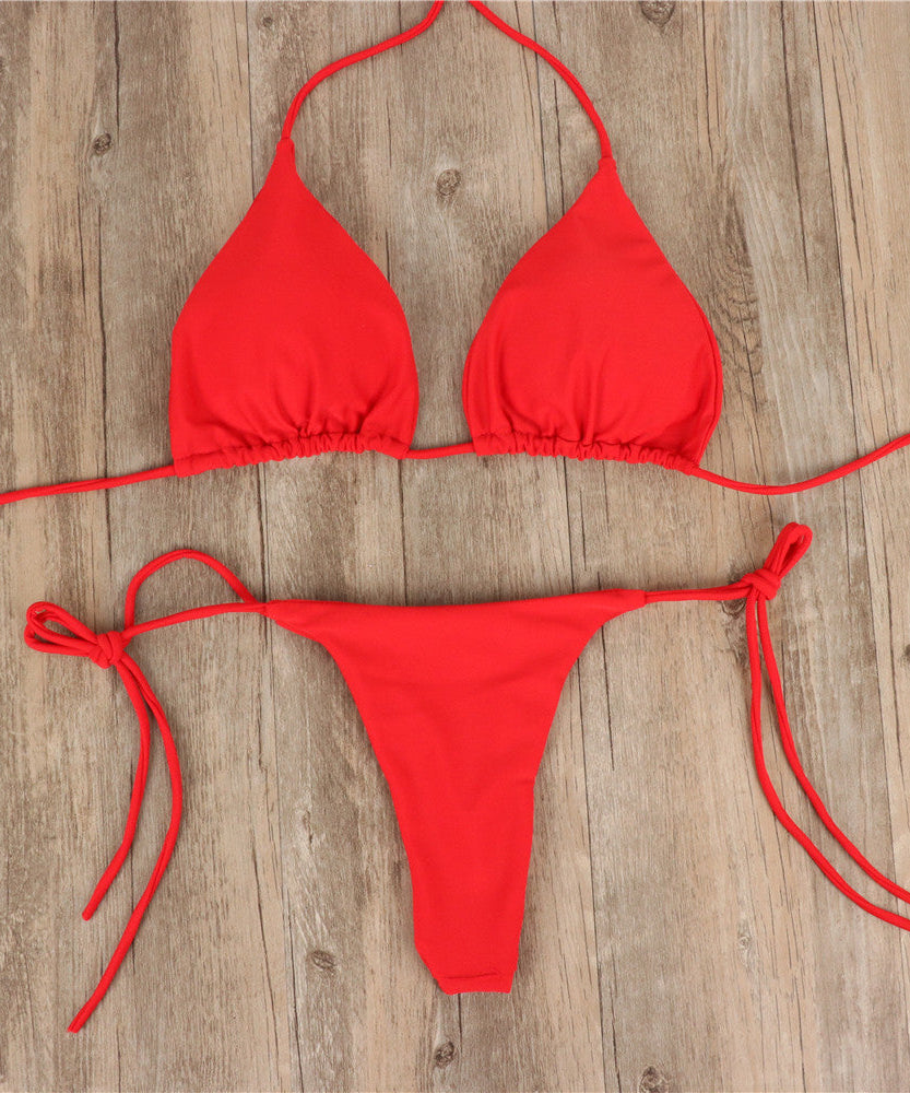 Halterneck Lace-up Bikini