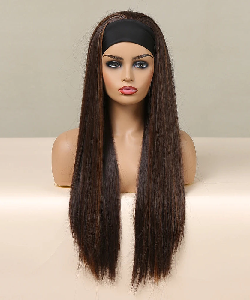 Long Straight Brown with Blonde Highlight