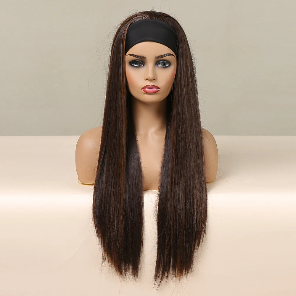 Long Straight Brown with Blonde Highlight