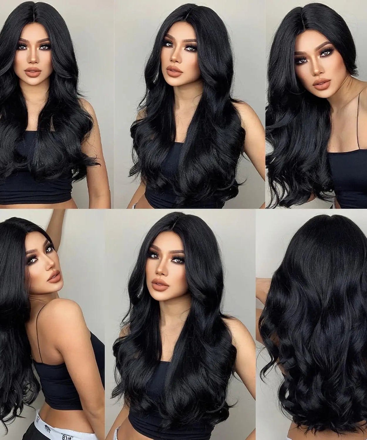 Long Black Wavy Hair Wigs