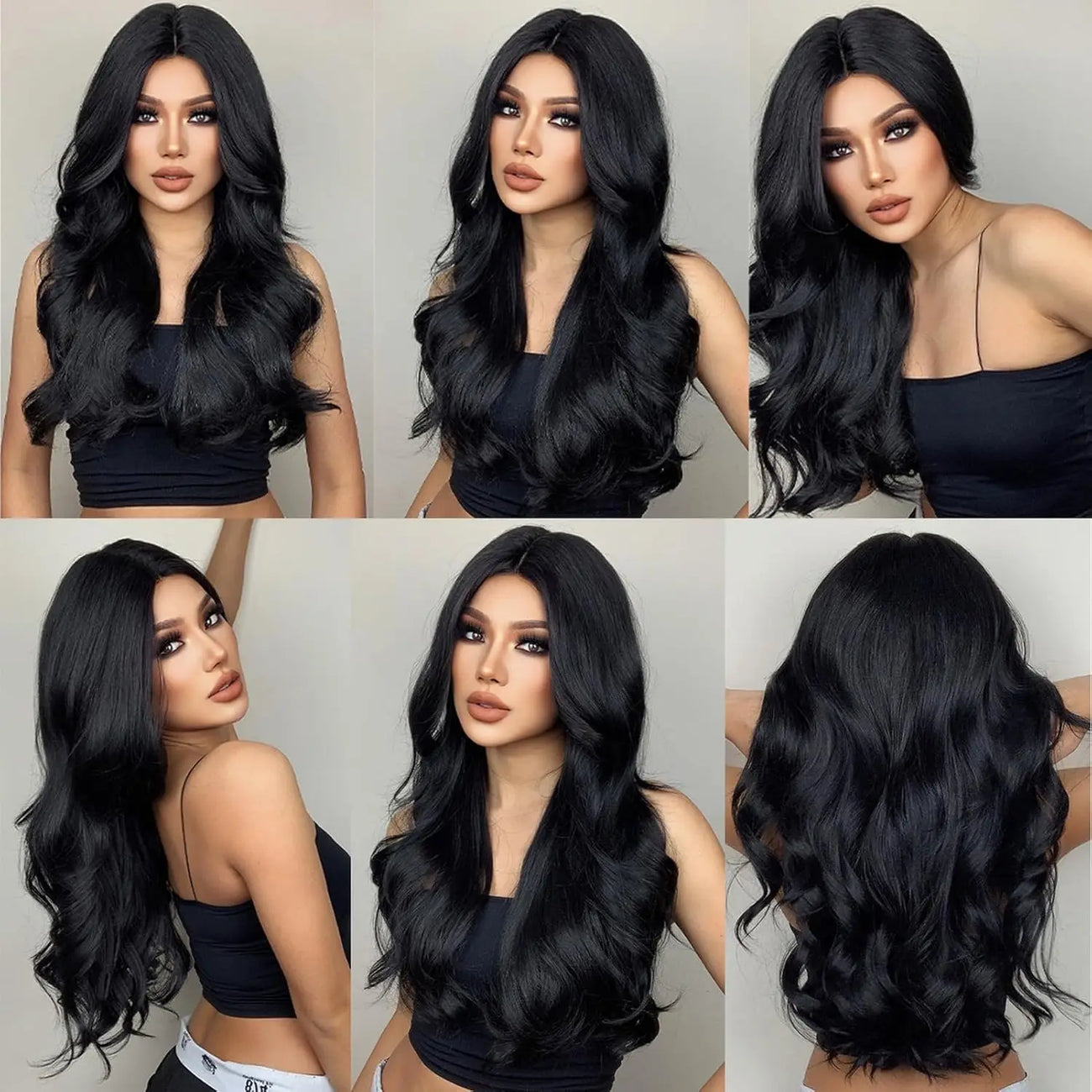 Long Black Wavy Hair Wigs