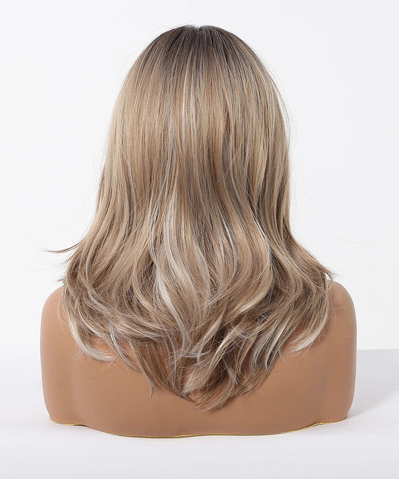 Blonde Brown Highlights Wigs Medium Length