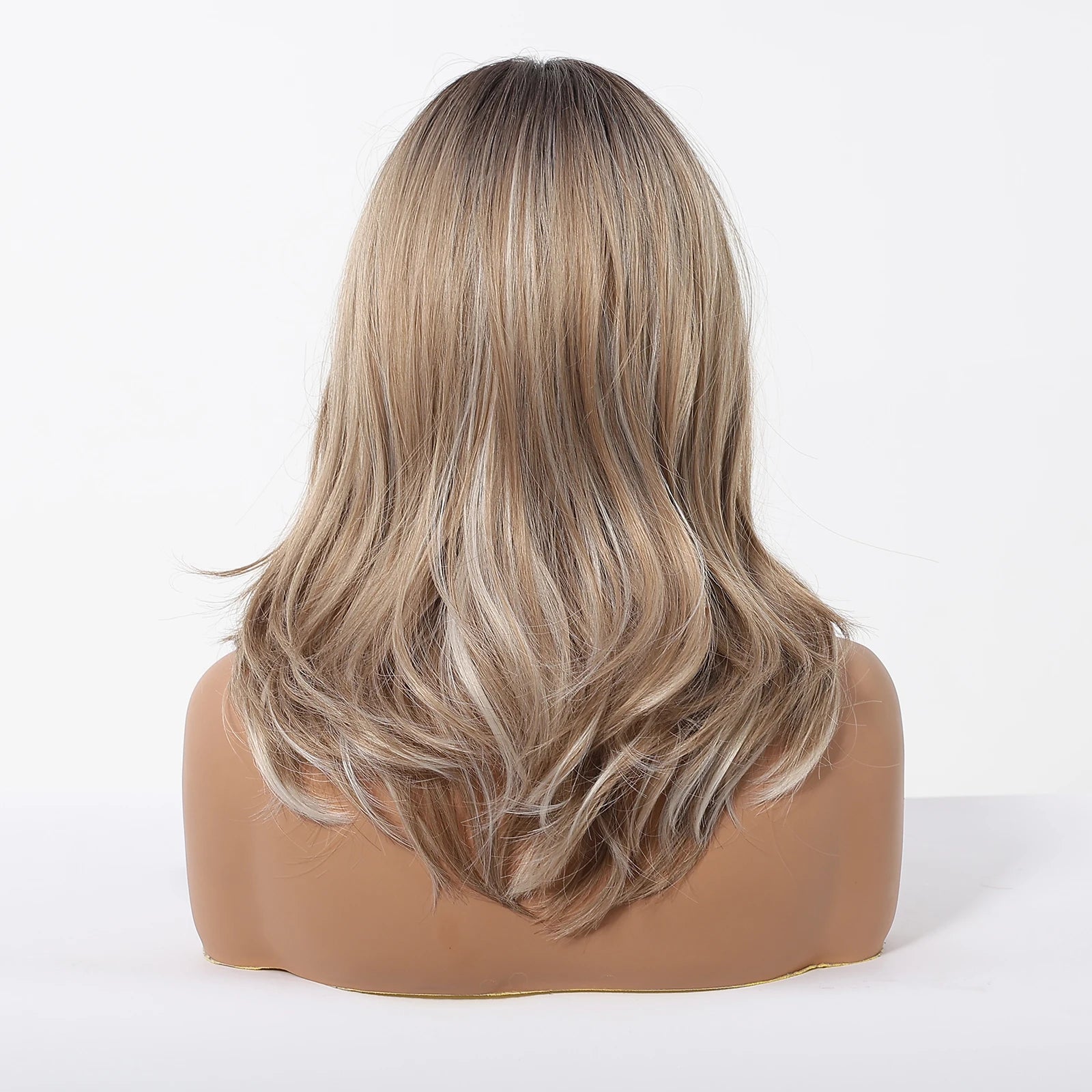 Blonde Brown Highlights Wigs Medium Length