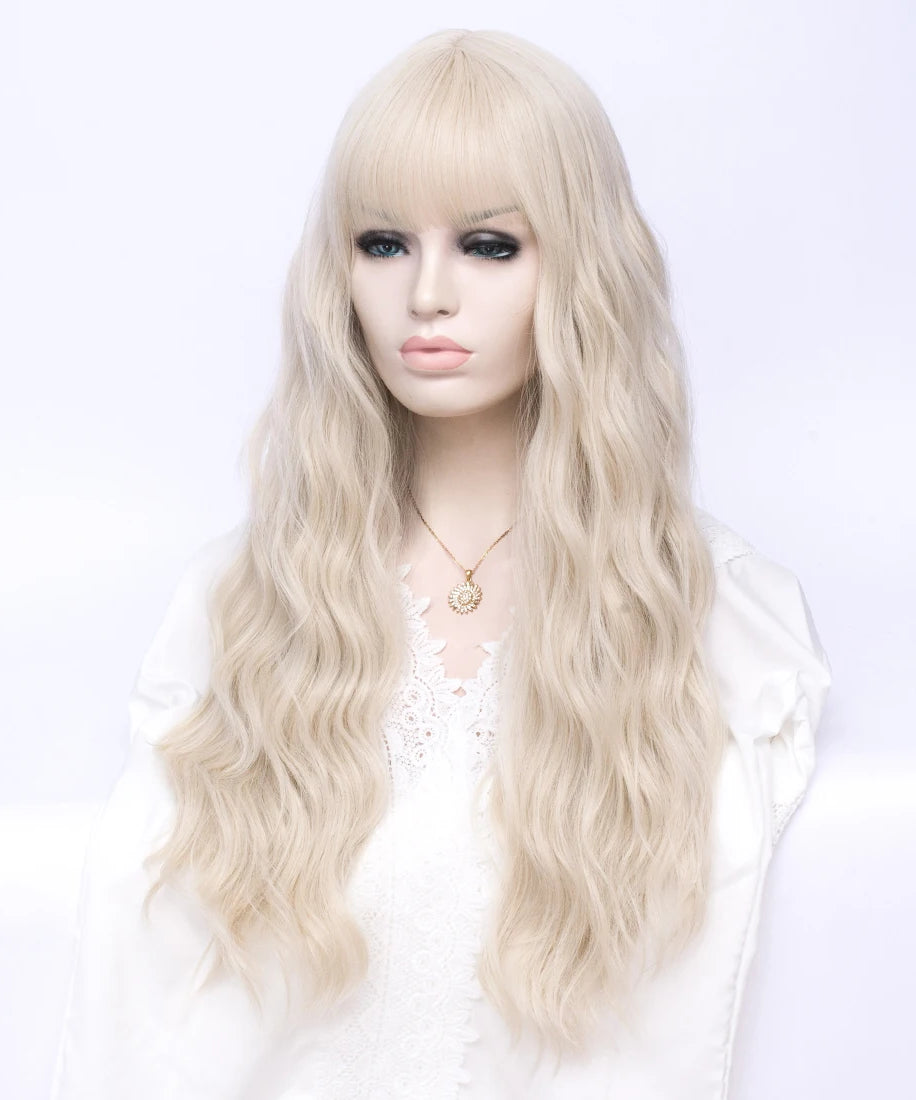 Women’s Long Wavy Synthetic Blonde Wig r