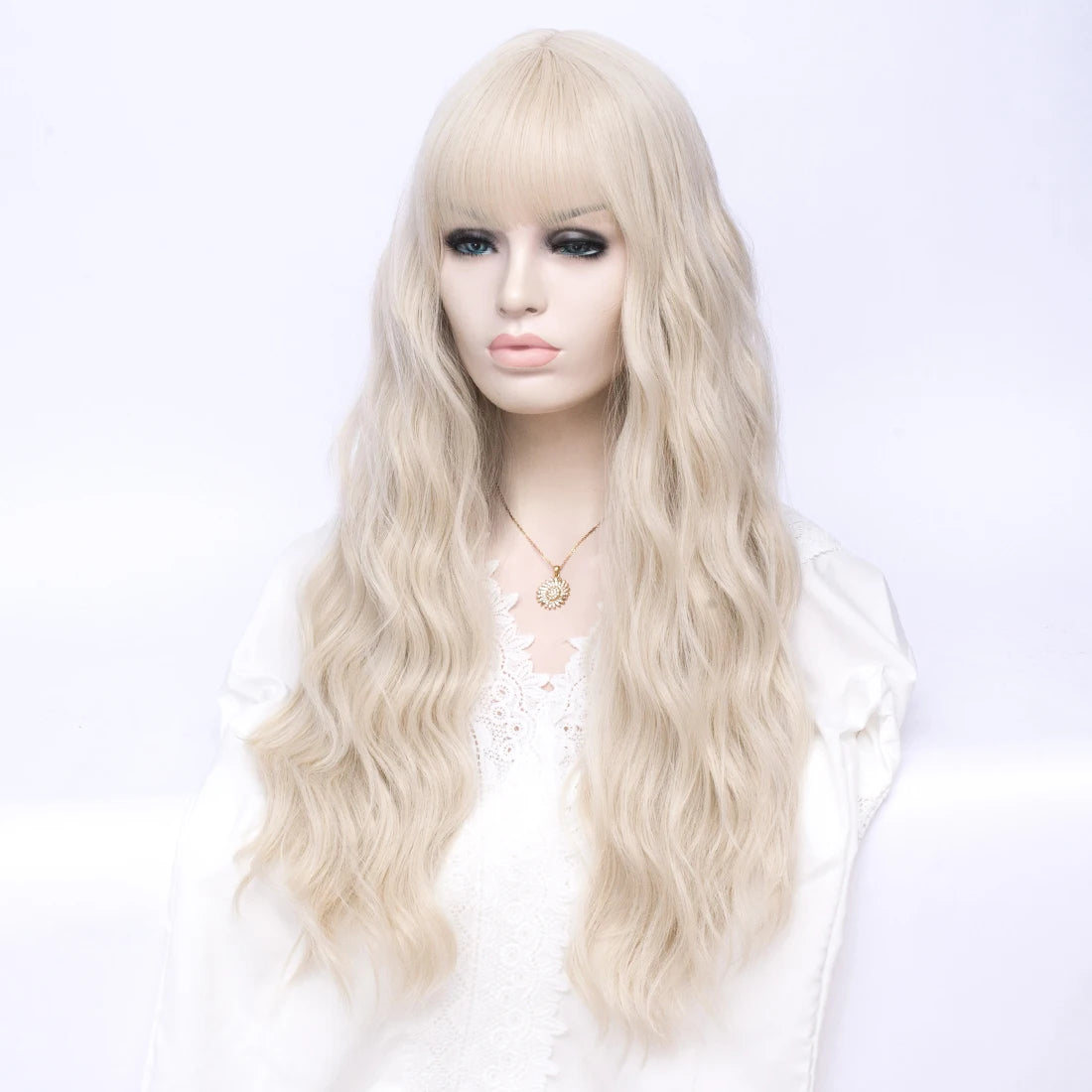 Women’s Long Wavy Synthetic Blonde Wig r