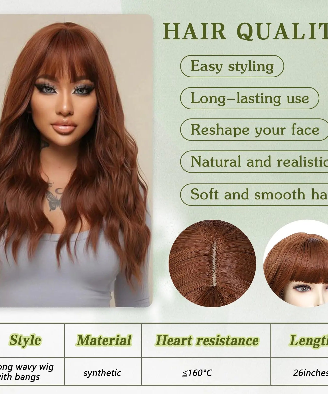 Big wavy light brown synthetic wig for Halloween cosplay, daily festive hair, high-temperature hair accessory