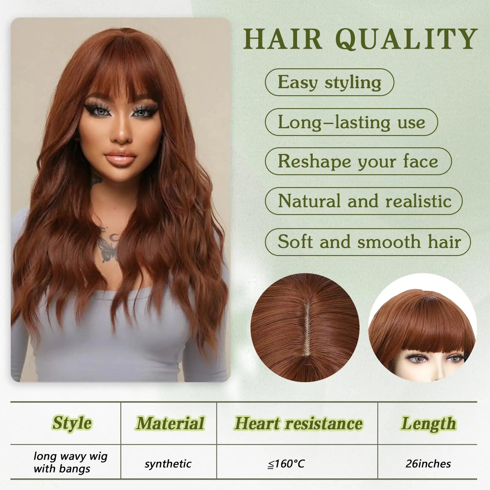 Big wavy light brown synthetic wig for Halloween cosplay, daily festive hair, high-temperature hair accessory