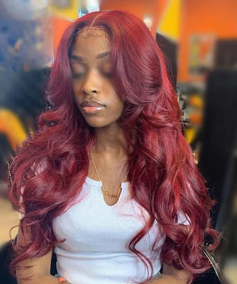 European Style Wine Red Big Wave Curly Hair Women