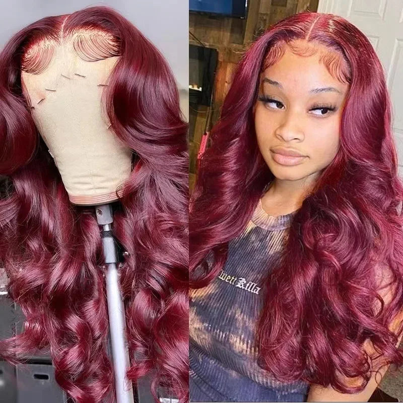 European Style Wine Red Big Wave Curly Hair Women