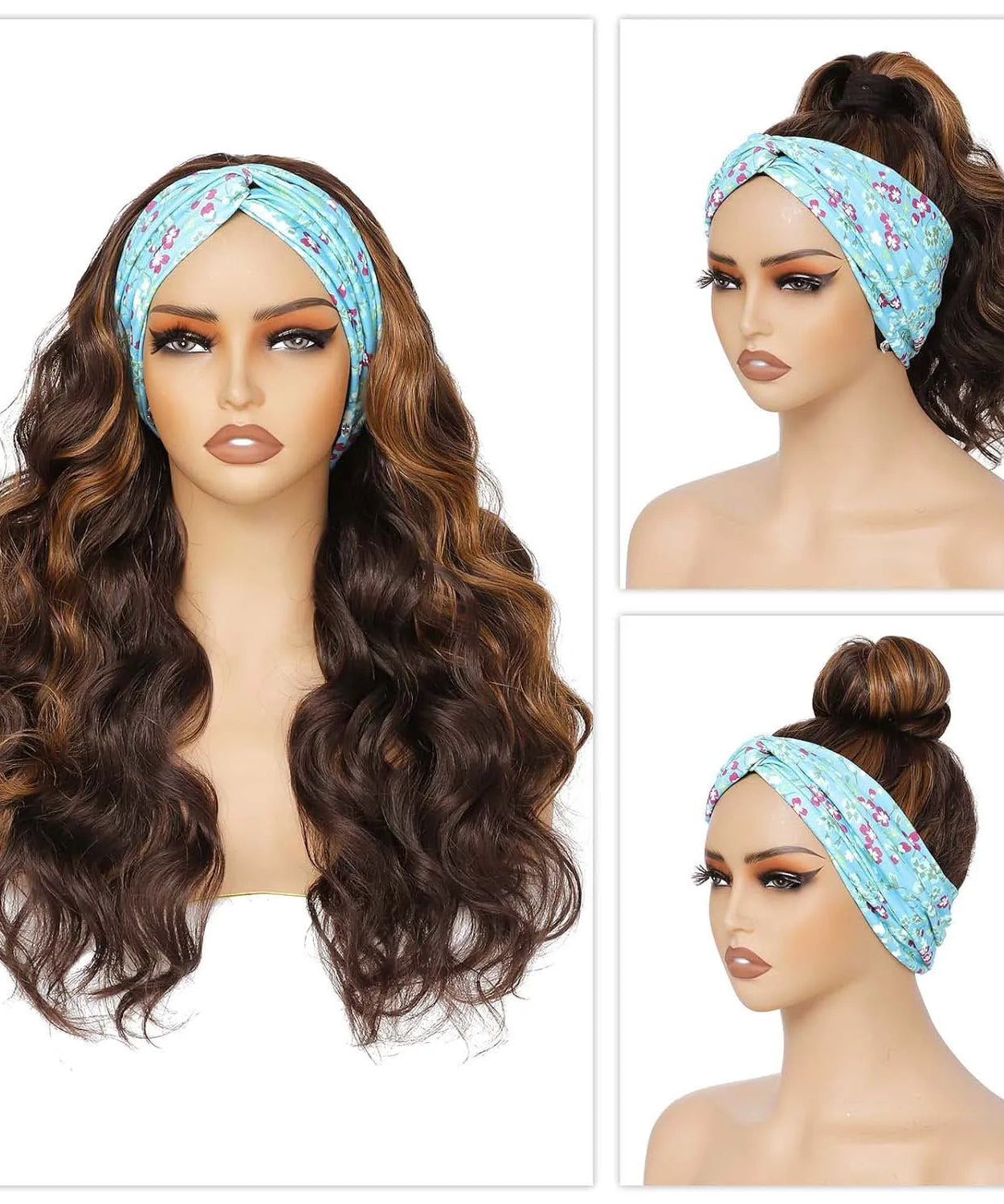 Synthetic Long Wavy Headband Wig for Women