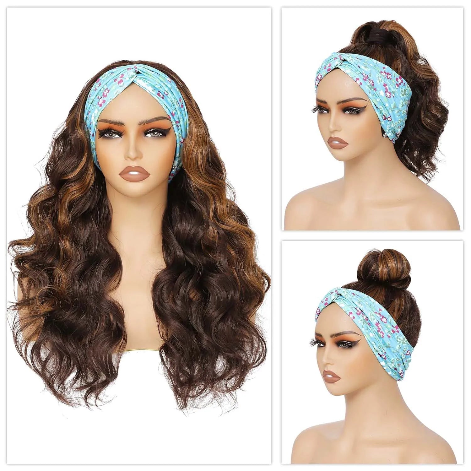 Synthetic Long Wavy Headband Wig for Women