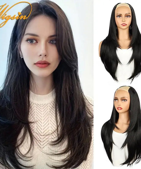 WIGSIN Synthetic 55cm V-shaped Layered 4 Clips