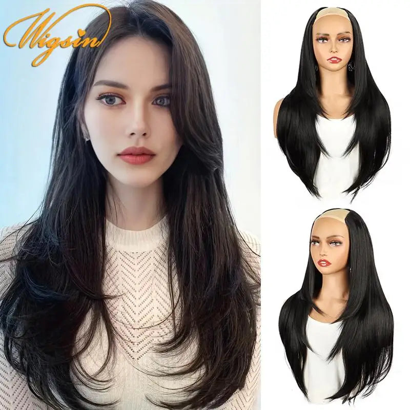 WIGSIN Synthetic 55cm V-shaped Layered 4 Clips