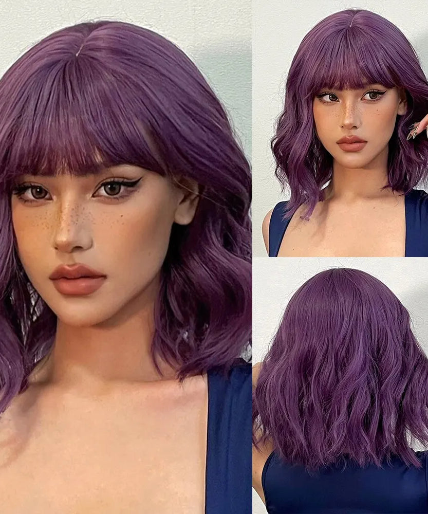 Short Wavy Bob Wigs for Women Dark Brown