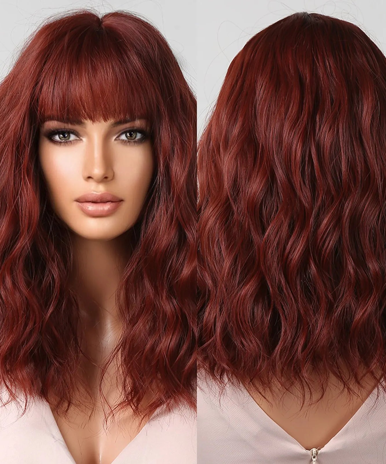 Short Wavy Bob Wigs for Women Dark Brown