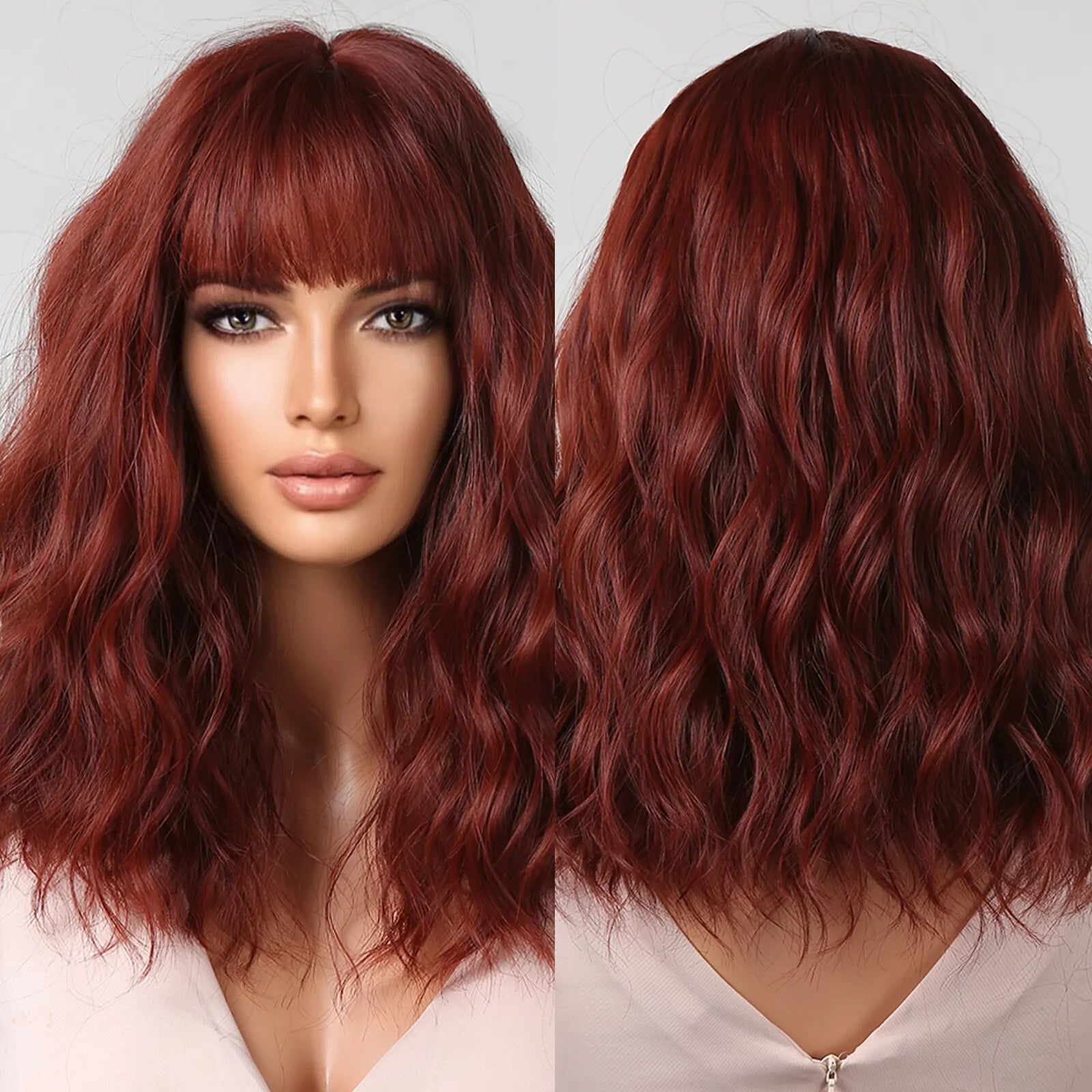 Short Wavy Bob Wigs for Women Dark Brown