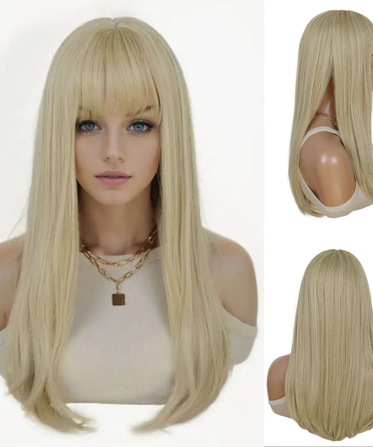 Long Blonde Wigs for Women Synthetic Hair Silky