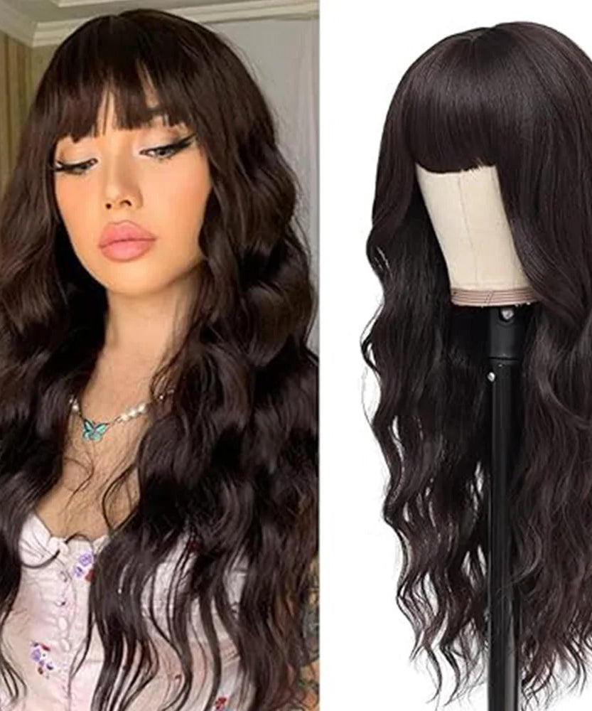 Synthetic Long Blonde Wigs with Bangs