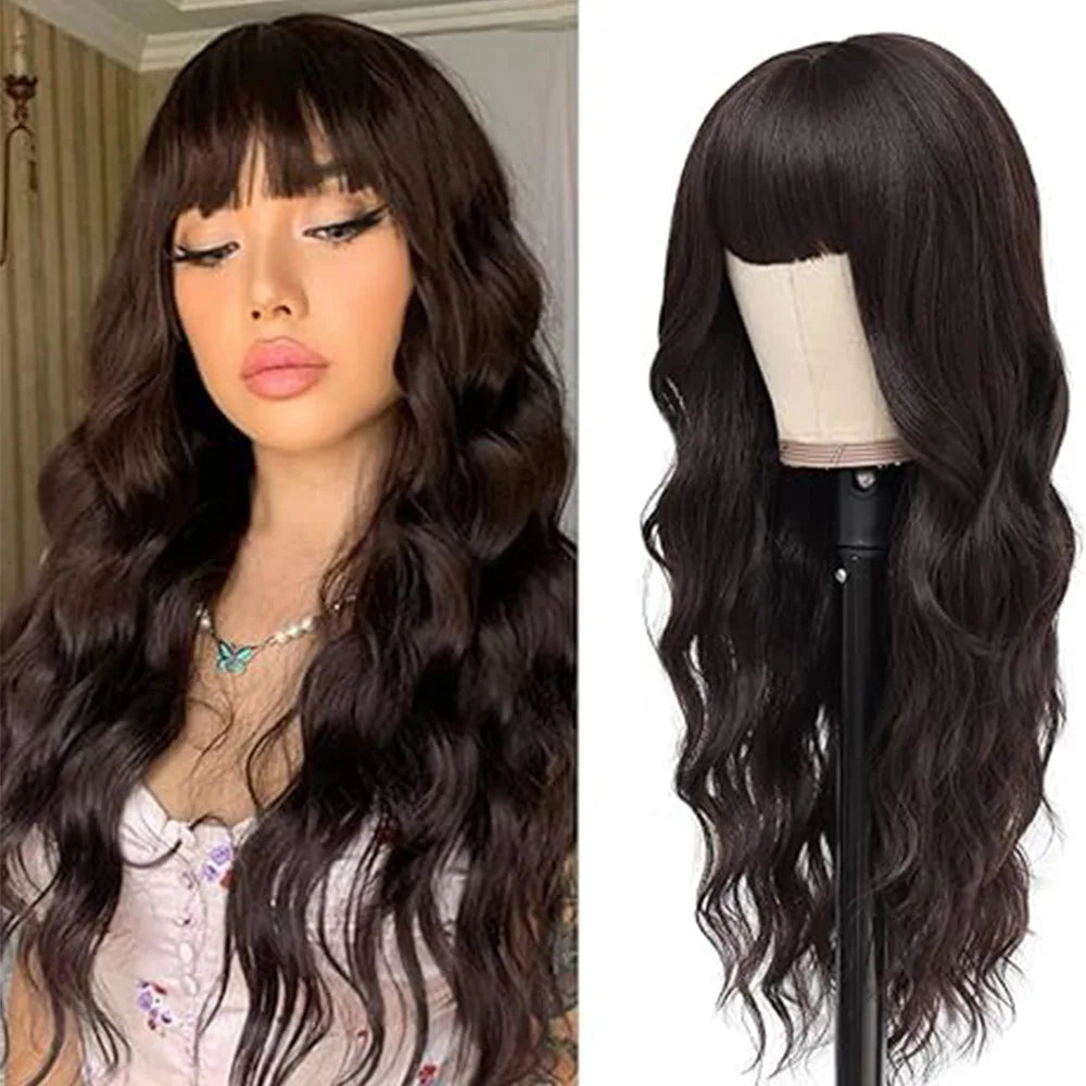 Synthetic Long Blonde Wigs with Bangs