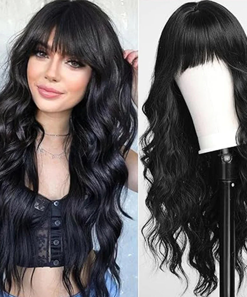Synthetic Long Blonde Wigs with Bangs