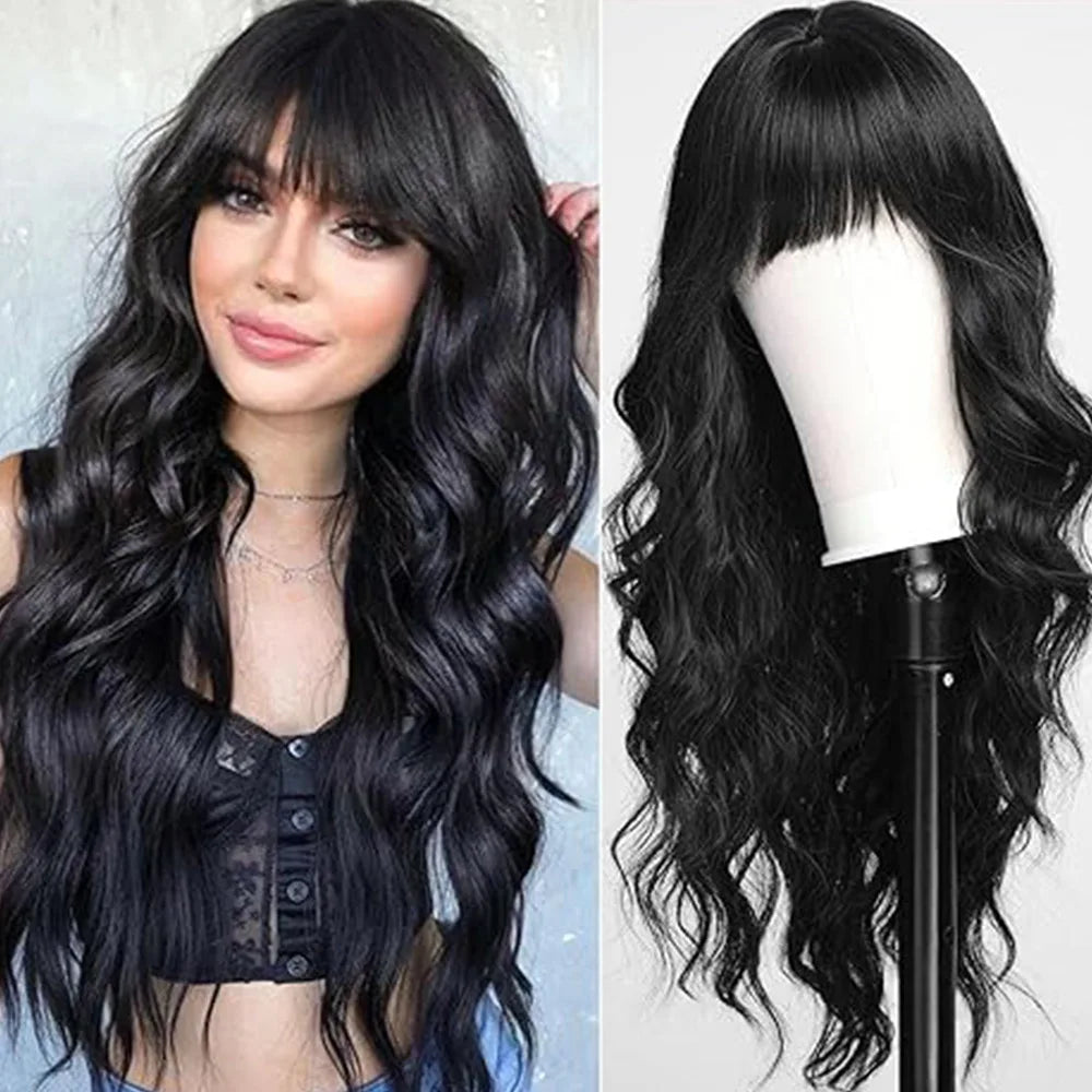 Synthetic Long Blonde Wigs with Bangs