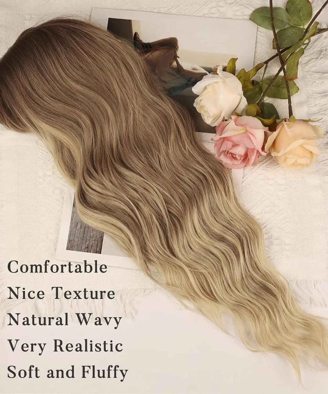 Synthetic Long Blonde Wigs with Bangs