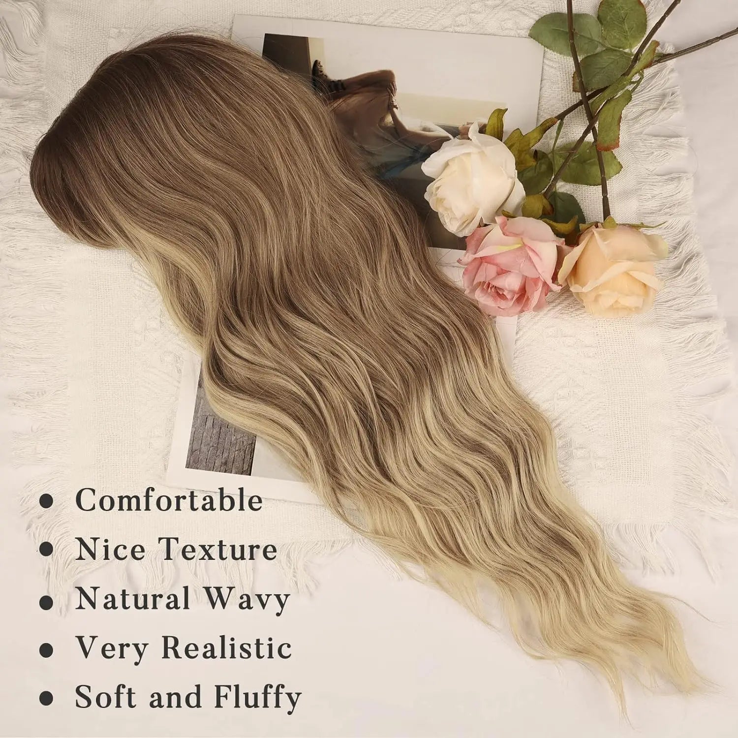 Synthetic Long Blonde Wigs with Bangs