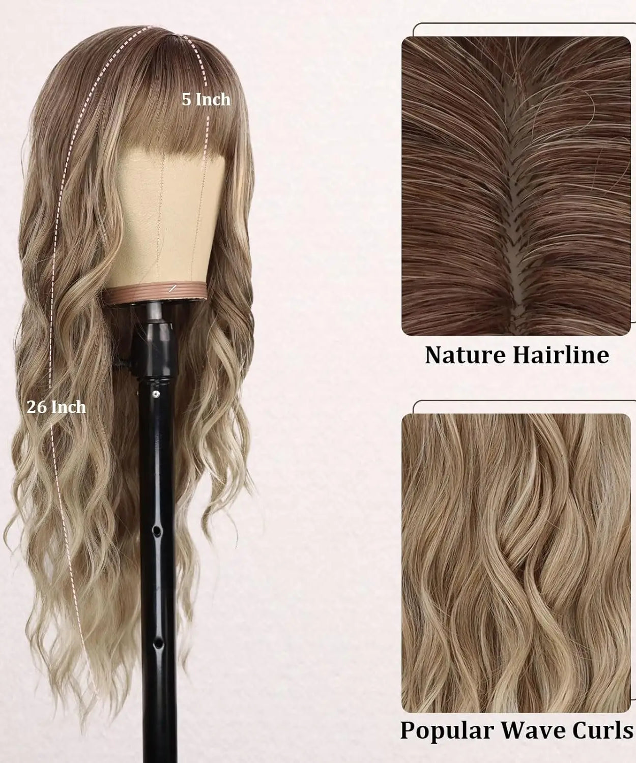 Synthetic Long Blonde Wigs with Bangs