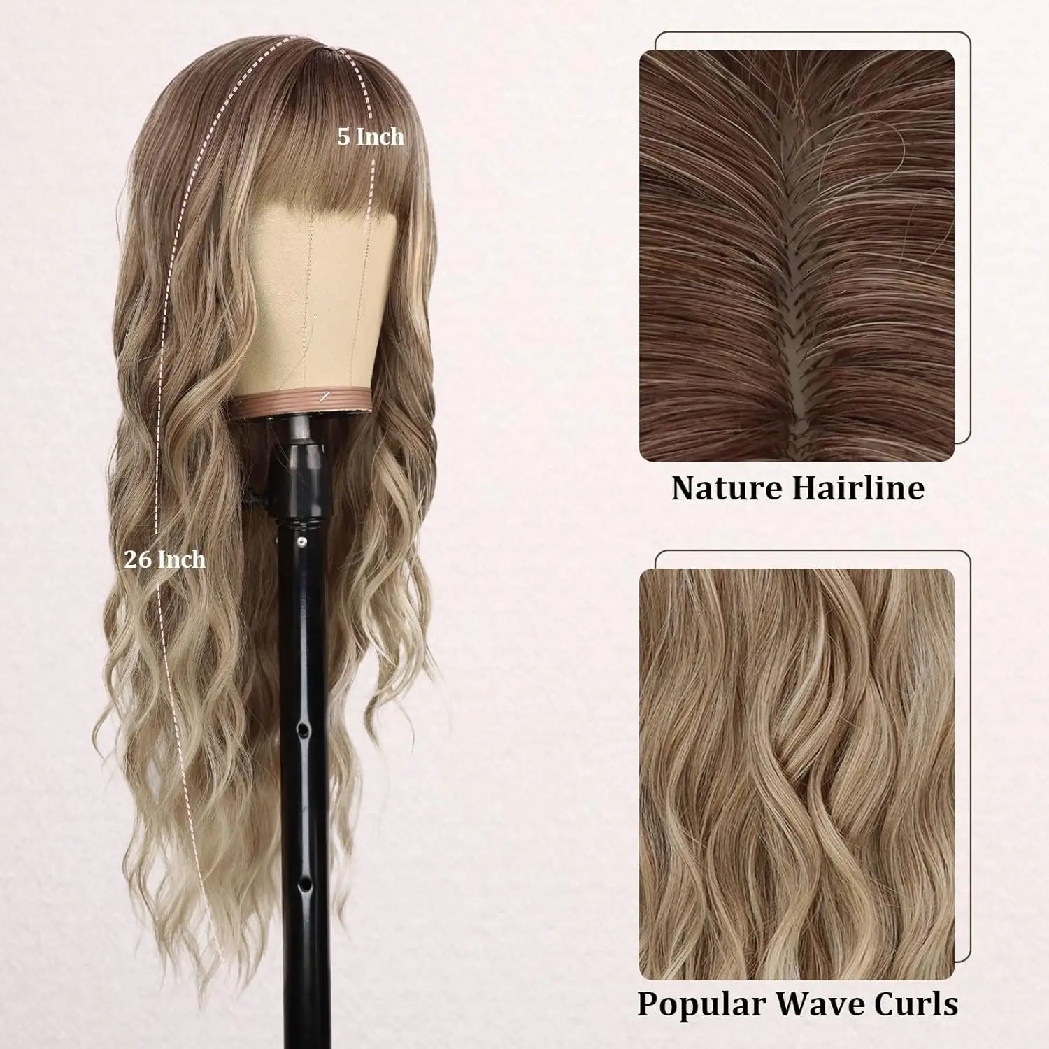Synthetic Long Blonde Wigs with Bangs