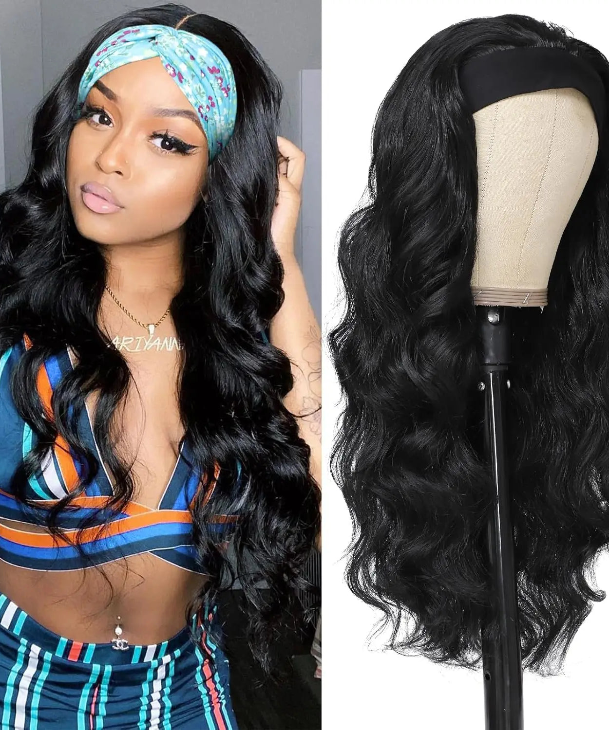 Synthetic Long Wavy Headband Wig for Women
