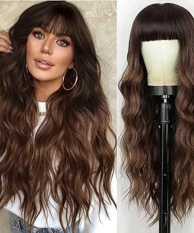 Synthetic Long Blonde Wigs with Bangs