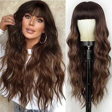 Synthetic Long Blonde Wigs with Bangs